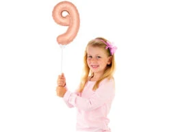 Folie Ballon Cijfer 9 Rose Goud 36cm Met Stokje -Feestspullen Winkel folie ballon cijfer 9 rose goud 36cm met stokje 2