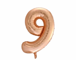 Folie Ballon Cijfer 9 Rose Goud XL 86cm Leeg