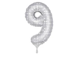 Folie Ballon Cijfer 9 Zilveren Stippen XL 86cm Leeg