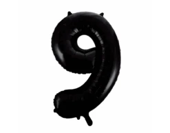 Folie Ballon Cijfer 9 Zwart XL 86cm Leeg