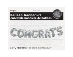 Folie Ballon Congrats Zilver Leeg 2,74m -Feestspullen Winkel folie ballon congrats zilver leeg 274m 4
