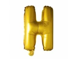 Folie Ballon Letter H Goud 41cm Met Rietje