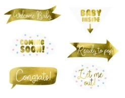 Foto Props Babyshower Goud 6st