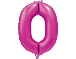 Fuchsia Cijfer Ballon 0 Jaar Glans 86cm