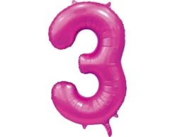 Fuchsia Cijfer Ballon 3 Jaar Glans 86cm