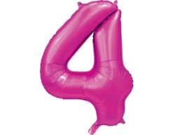 Fuchsia Cijfer Ballon 4 Jaar Glans 86cm