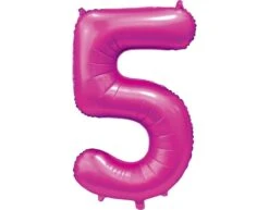 Fuchsia Cijfer Ballon 5 Jaar Glans 86cm