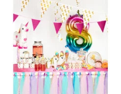 Fuchsia Slinger Glitter Papier 6m -Feestspullen Winkel fuchsia slinger glitter papier 6m 2