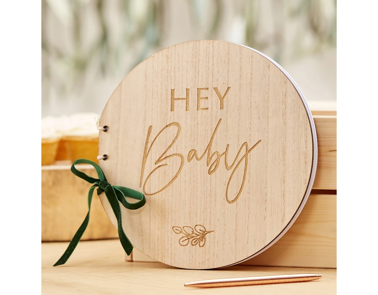 Gastenboek Hey Baby Hout 22cm 2 Gastenboek Hey Baby Hout 22cm - Afbeelding 2