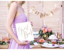 Gastenboek Rose Gouden Letters 24,5cm -Feestspullen Winkel gastenboek rose gouden letters 245cm 3