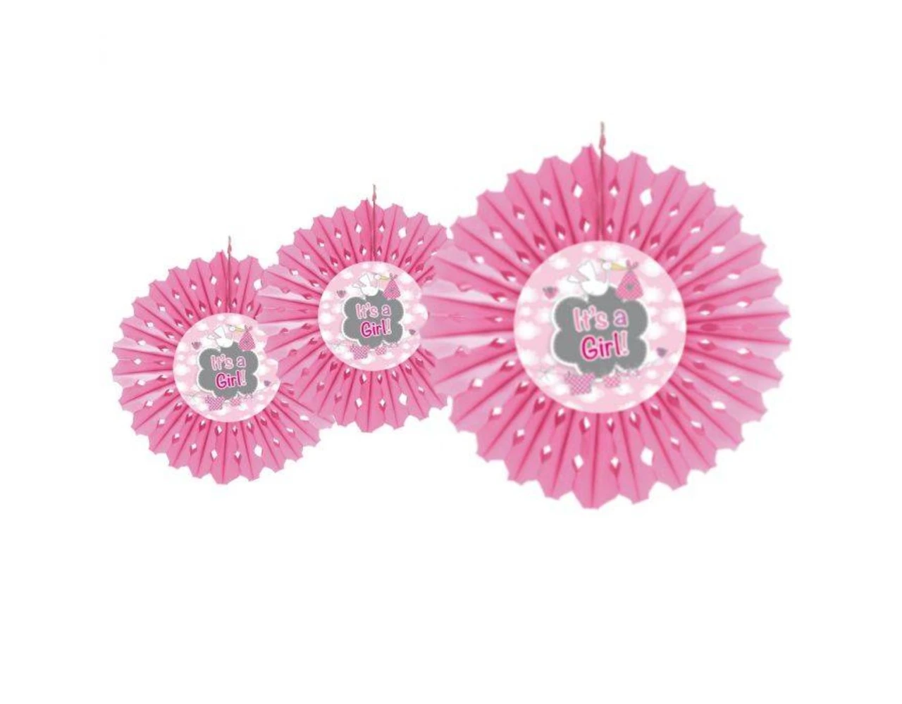 Geboorte Papieren Waaier Meisje It's A Girl 30cm 1 Geboorte Papieren Waaier Meisje It's A Girl 30cm