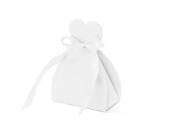 Geschenkdoosjes Hart Wit Met Strik 6,5cm 10st