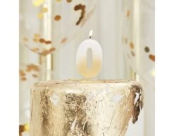 Goud Witte Kaars 0 Jaar 5cm -Feestspullen Winkel goud witte kaars 0 jaar 5cm 2