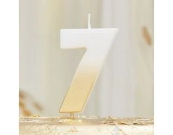 Goud Witte Kaars 7 Jaar 5cm -Feestspullen Winkel goud witte kaars 7 jaar 5cm 2