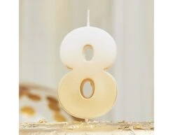 Goud Witte Kaars 8 Jaar 5cm -Feestspullen Winkel goud witte kaars 8 jaar 5cm 2