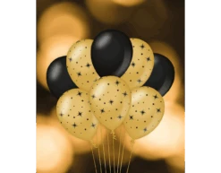 Goud Zwarte Ballonnen Sterren 30cm 6st -Feestspullen Winkel goud zwarte ballonnen sterren 30cm 6st 2
