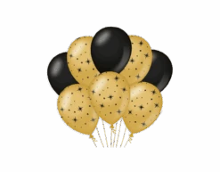 Goud Zwarte Ballonnen Sterren 30cm 6st