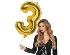 Gouden Cijfer Ballon 3 Jaar 86cm