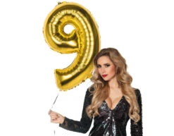 Gouden Cijfer Ballon 9 Jaar 86cm