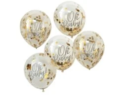 Gouden Confetti Ballonnen Oh Baby 30cm 5st