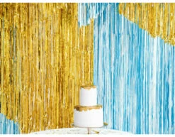 Gouden Deurgordijn Metallic 2,5m -Feestspullen Winkel gouden deurgordijn metallic 25m 4