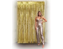 Gouden Deurgordijn Metallic 2m -Feestspullen Winkel gouden deurgordijn metallic 2m 2