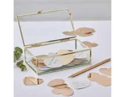 Gouden Gastenboek Glazen Kistje 19cm -Feestspullen Winkel gouden gastenboek glazen kistje 19cm 2