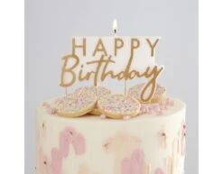 Gouden Happy Birthday Kaars 12cm -Feestspullen Winkel gouden happy birthday kaars 12cm 2
