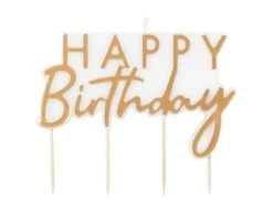 Gouden Happy Birthday Kaars 12cm