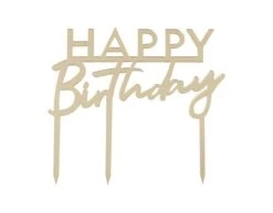 Gouden Happy Birthday Taarttopper 11cm
