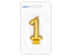 Gouden Kaars 1 Jaar 8cm -Feestspullen Winkel gouden kaars 1 jaar 8cm 2