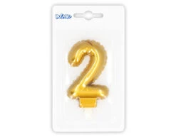 Gouden Kaars 2 Jaar 8cm -Feestspullen Winkel gouden kaars 2 jaar 8cm 2