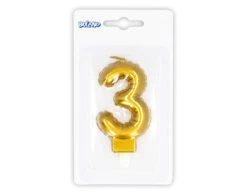 Gouden Kaars 3 Jaar 8cm -Feestspullen Winkel gouden kaars 3 jaar 8cm 2