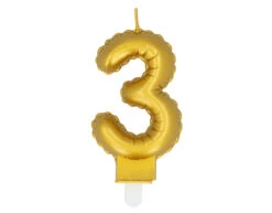 Gouden Kaars 3 Jaar 8cm