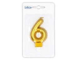 Gouden Kaars 6 Jaar 8cm -Feestspullen Winkel gouden kaars 6 jaar 8cm 2