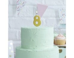 Gouden Kaars 8 Jaar Glitters 6cm -Feestspullen Winkel gouden kaars 8 jaar glitters 6cm 2