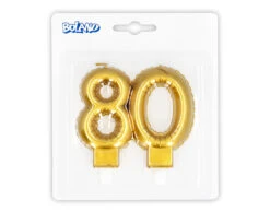 Gouden Kaars 80 Jaar 8cm -Feestspullen Winkel gouden kaars 80 jaar 8cm 2