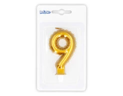 Gouden Kaars 9 Jaar 8cm -Feestspullen Winkel gouden kaars 9 jaar 8cm 2