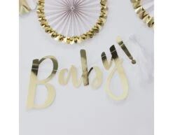 Gouden Letterslinger Oh Baby 1,5m -Feestspullen Winkel gouden letterslinger oh baby 15m 2
