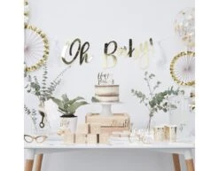Gouden Letterslinger Oh Baby 1,5m -Feestspullen Winkel gouden letterslinger oh baby 15m 3