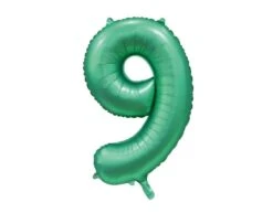 Groene Cijfer Ballon 9 Jaar Glans 86cm