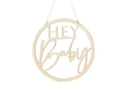 Hangdecoratie Bord Hey Baby Hout 36cm