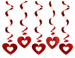 Hangdecoratie Hartjes Rood 60cm 5st