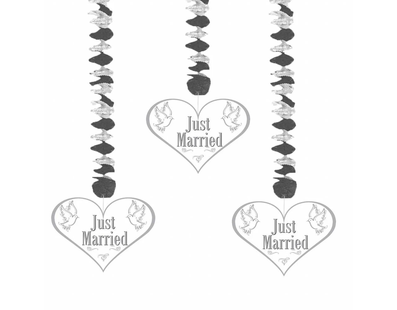 Hangdecoratie Just Married 75cm 3st 1 Hangdecoratie Just Married 75cm 3st