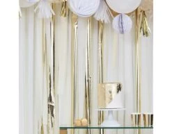 Hangdecoratie Slinger Goud/Wit 2m -Feestspullen Winkel hangdecoratie slinger goud wit 2m 2