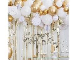 Hangdecoratie Slinger Goud/Wit 2m -Feestspullen Winkel hangdecoratie slinger goud wit 2m 3