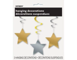 Hangdecoratie Ster Goud Zilver 66cm 3st -Feestspullen Winkel hangdecoratie ster goud zilver 66cm 3st 3
