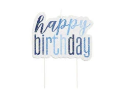 Happy Birthday Kaarsen Set Glitter Blauw 13 Delig