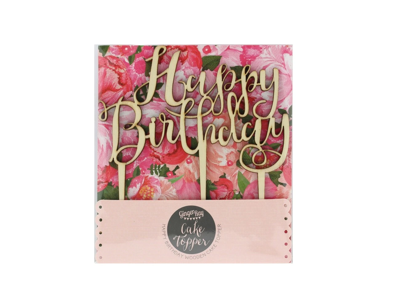 Happy Birthday Taarttopper Hout 12,5cm 3 Happy Birthday Taarttopper Hout 12,5cm - Afbeelding 3