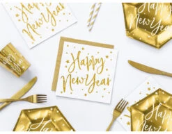 Happy New Year Servetten Wit 33cm 20st -Feestspullen Winkel happy new year servetten wit 33cm 20st 2